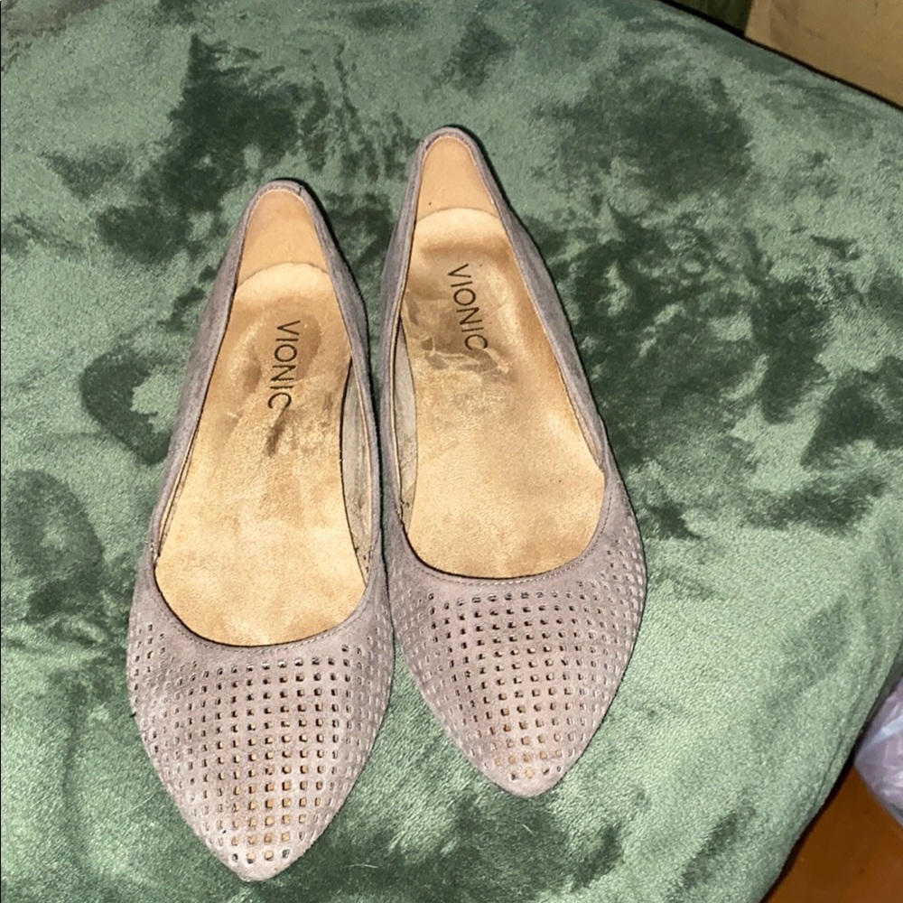 Vionic Tan Perforated Flats Slip-On Loafers